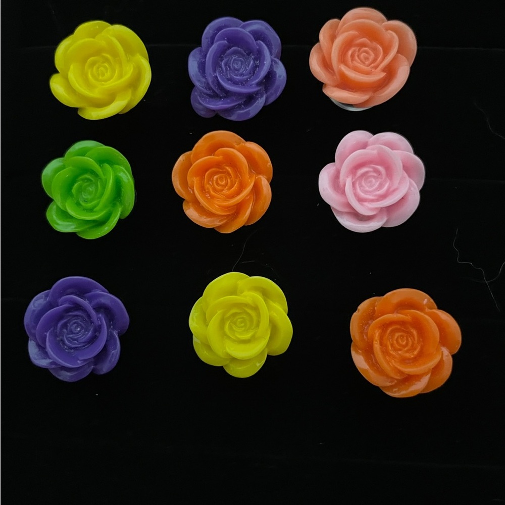 Rose flowers croc jibbitz croc shoe decor, 9 pack